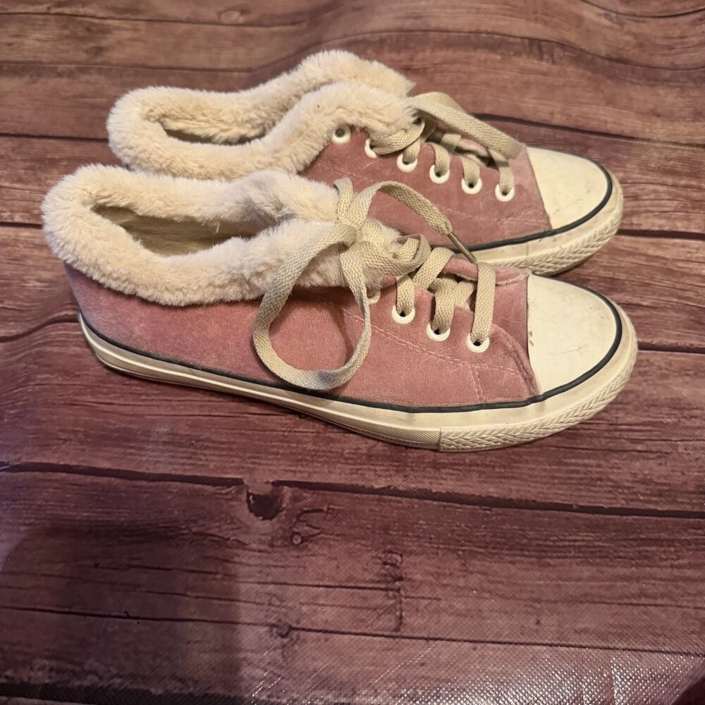 M General Ming Jiang Pink Velvet Fur Lined Sneakers 7